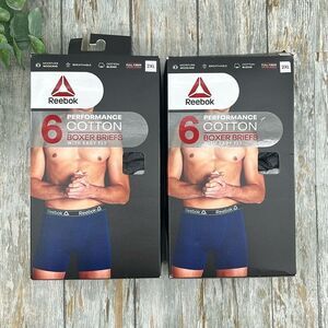 Reebok Performance Cotton Stretch Regular Leg Boxer Briefs 2, 6-Packs Size 2XL